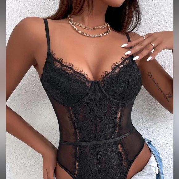 SHEIN Tops - Black lace body suit never worn